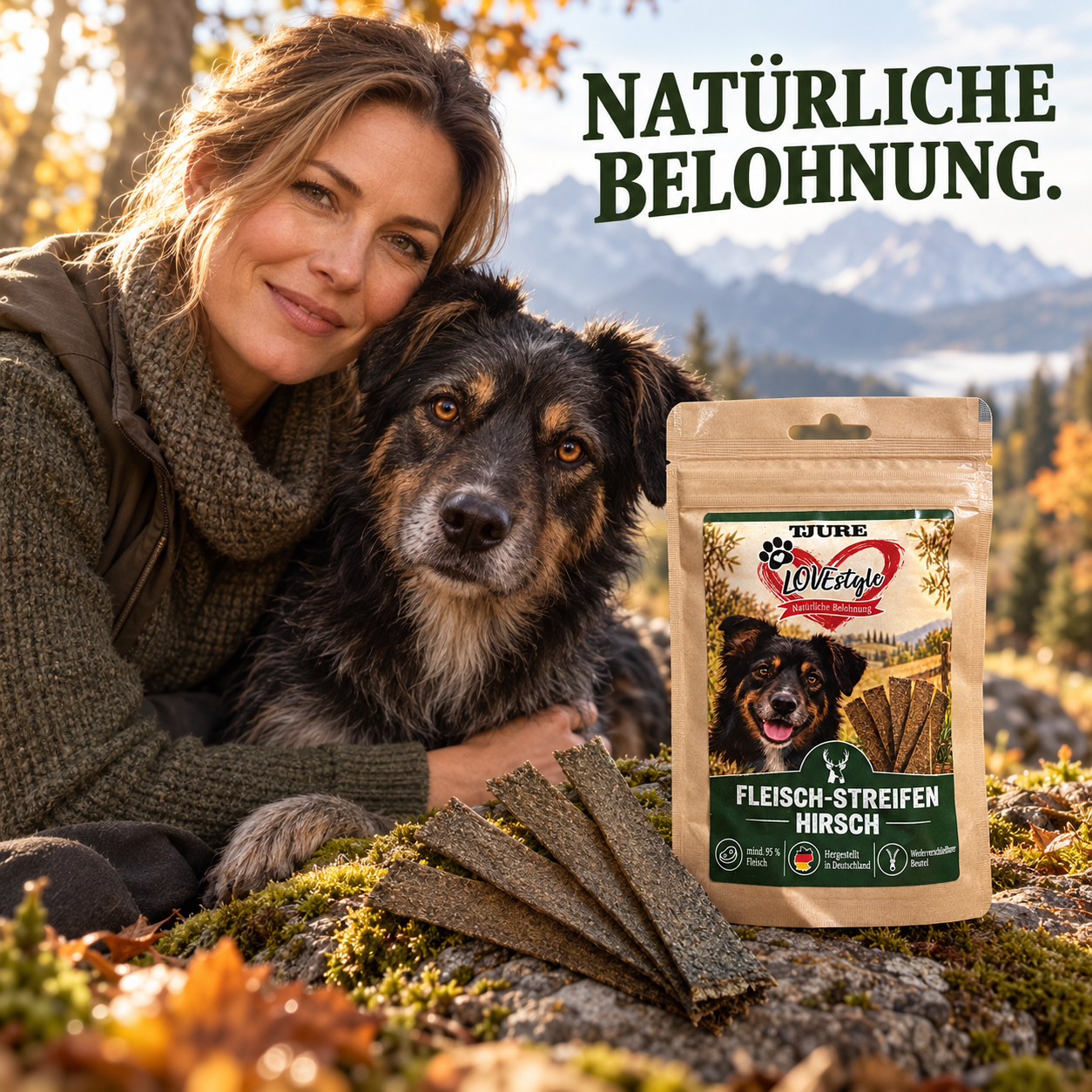 TJURE Lovestyle Fleisch-Streifen HIRSCH 65g.