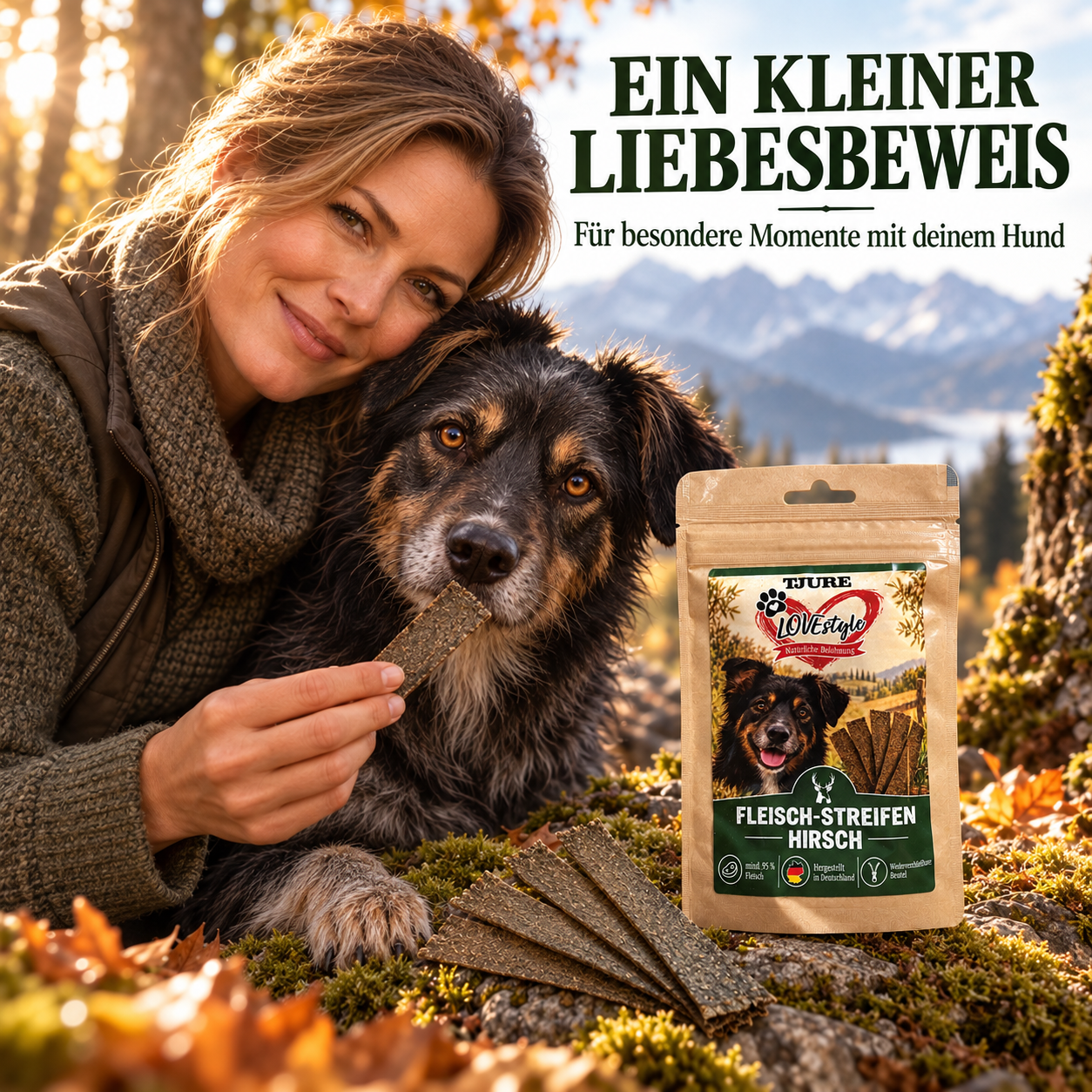 TJURE Lovestyle Fleisch-Streifen HIRSCH 65g.