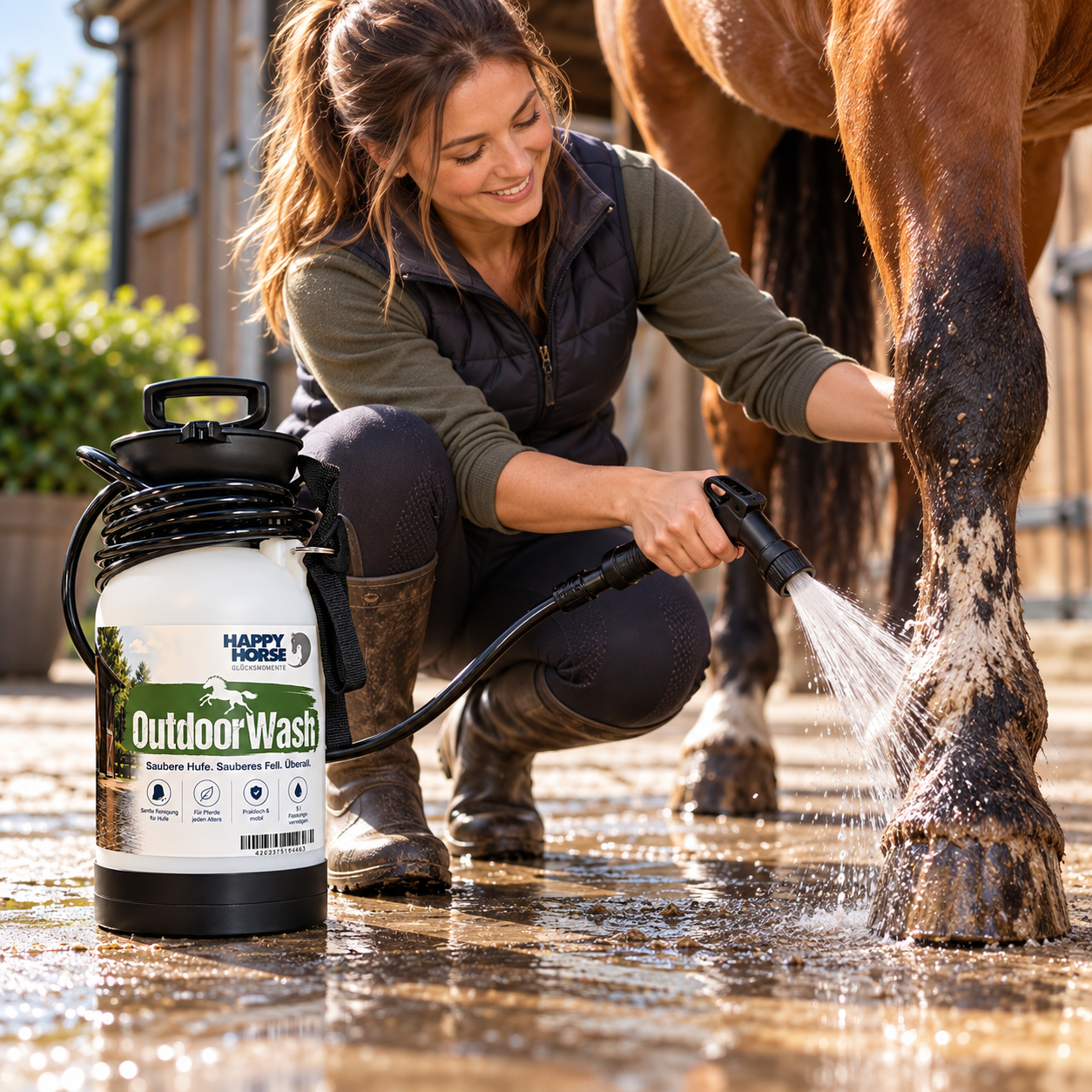 HAPPY HORSE Outdoor Wash  für Pferde | saubere Hufen. überall