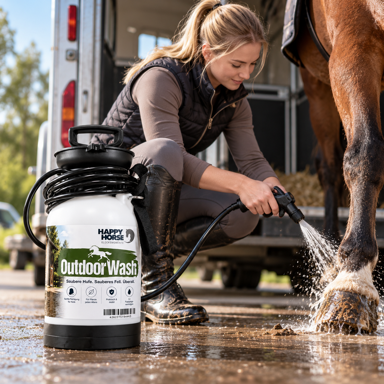 HAPPY HORSE Outdoor Wash  für Pferde | saubere Hufen. überall