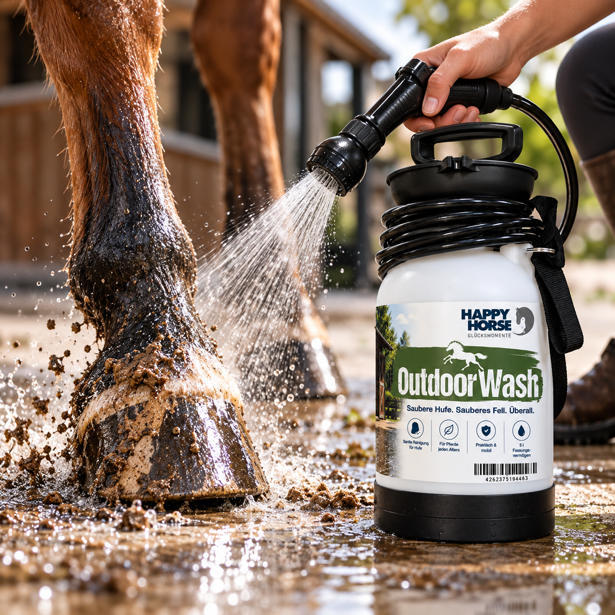 HAPPY HORSE Outdoor Wash  für Pferde | saubere Hufen. überall