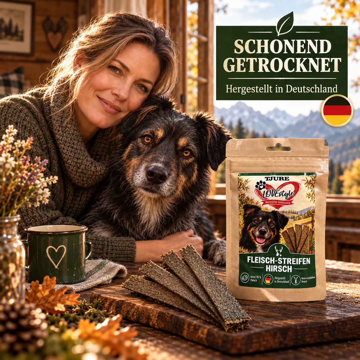 TJURE Lovestyle Fleisch-Streifen HIRSCH 65g.