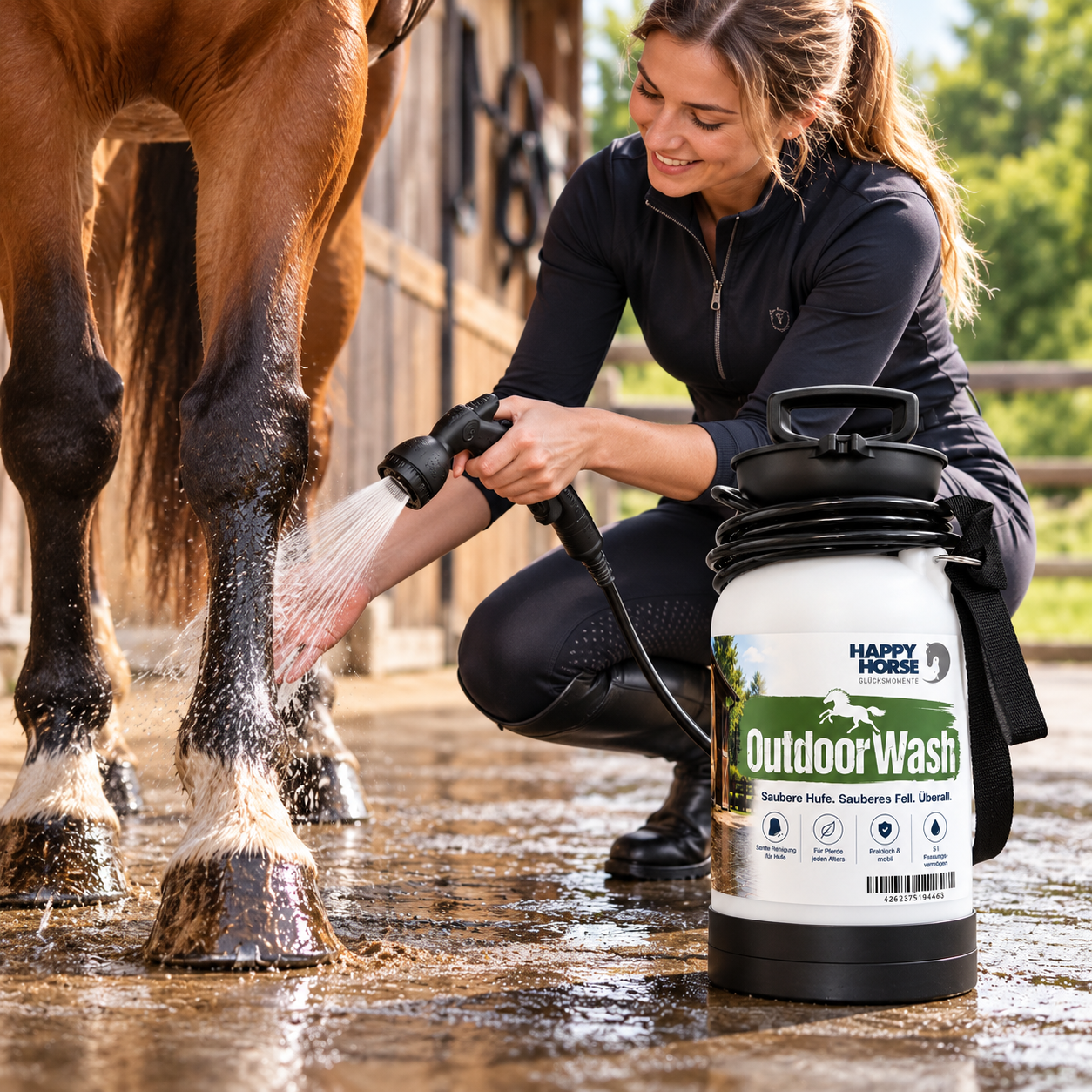 HAPPY HORSE Outdoor Wash  für Pferde | saubere Hufen. überall
