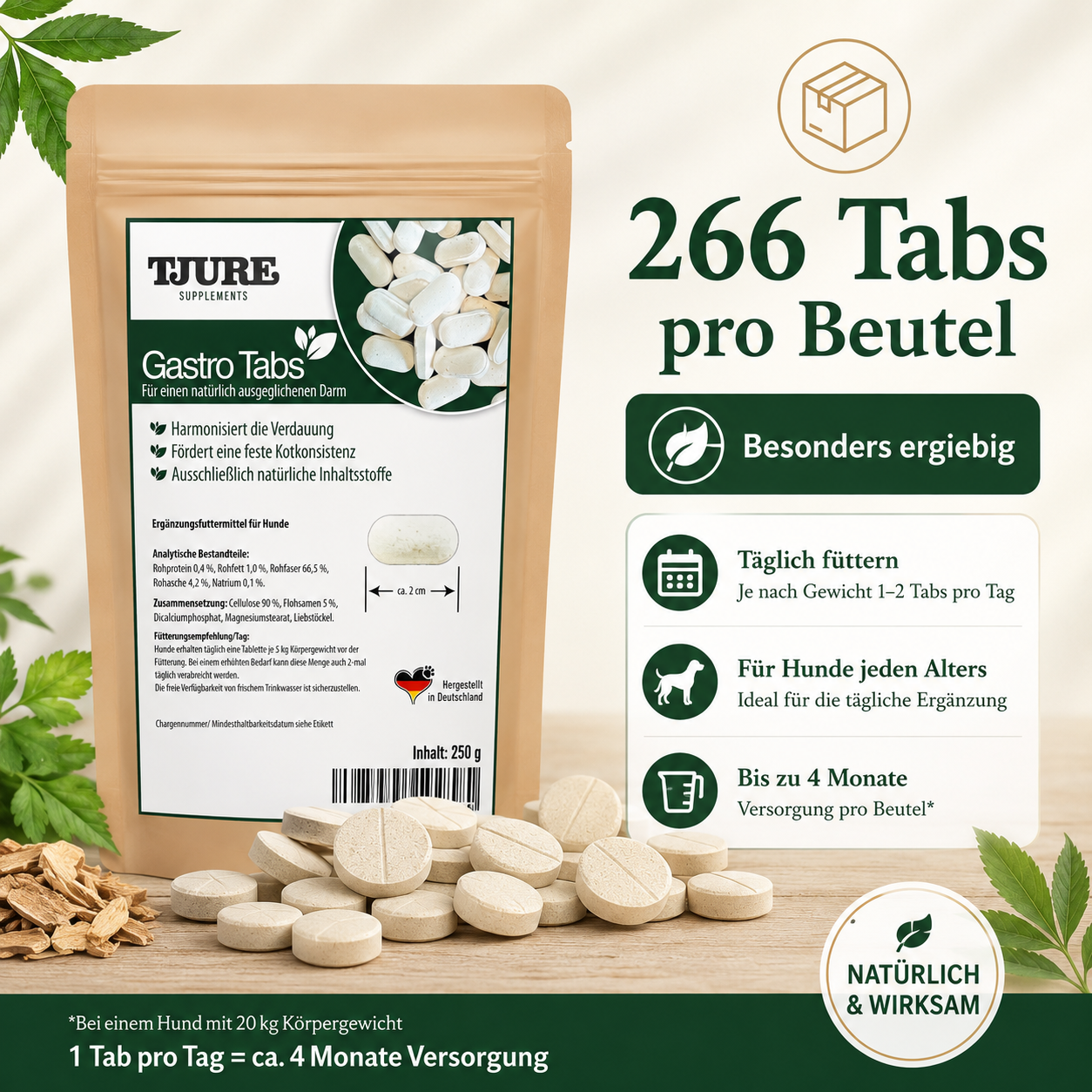 TJURE - Gastro Tabs 250 g  | Für den Gesunden Magen und Darm