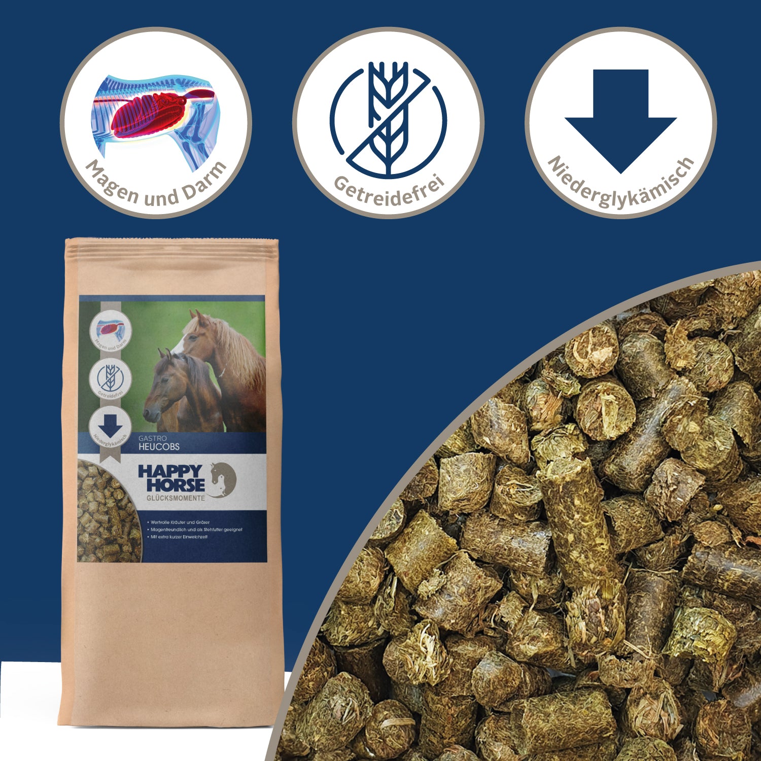 Happy Horse Gastro Hay Cubes - quick soaking & stomach-friendly