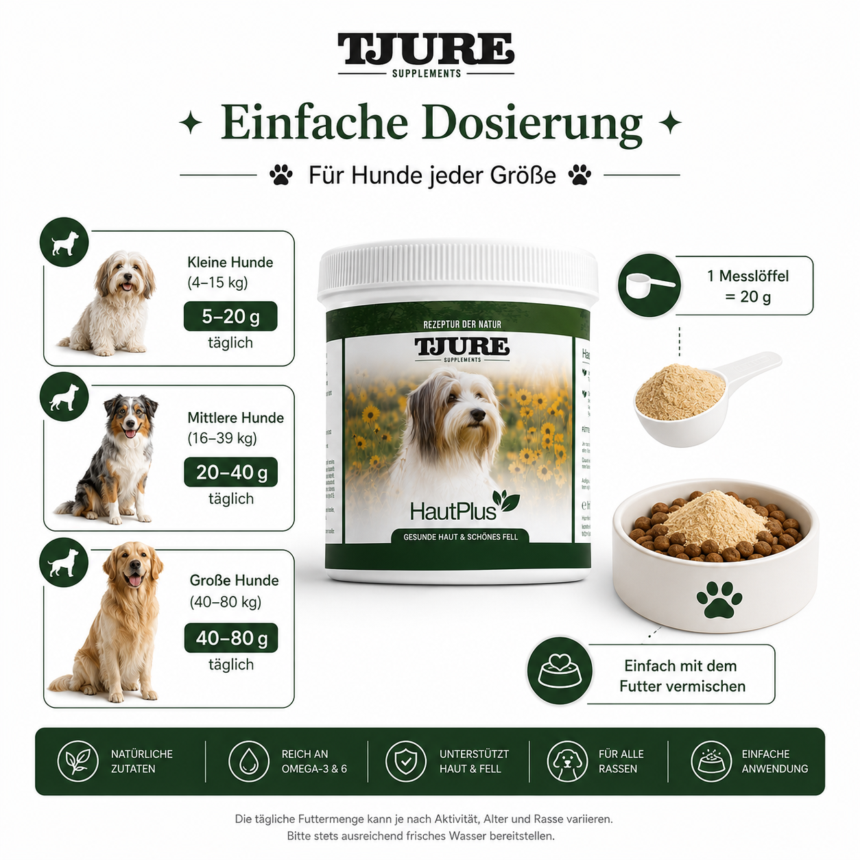 TJURE - Haut Plus 500 g | bei Haut- und Fellproblemen | mit Omega-3/ Omega-6 Fettsäuren