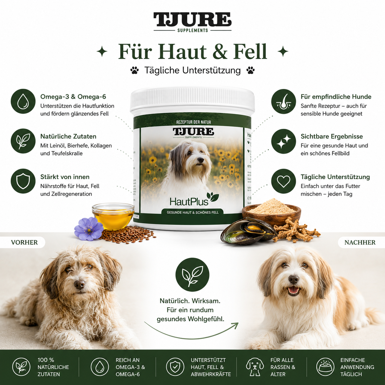 TJURE - Haut Plus 500 g | bei Haut- und Fellproblemen | mit Omega-3/ Omega-6 Fettsäuren