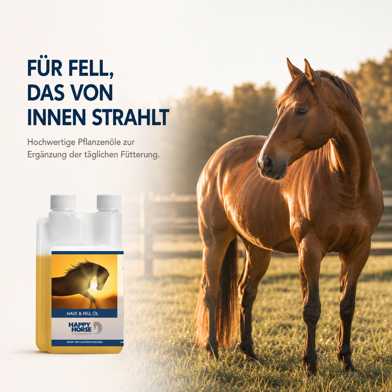 Aceite alimentario HAPPY HORSE para caballos, 500 ml