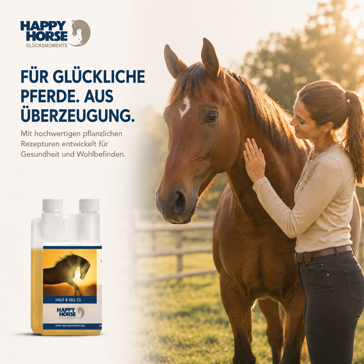 Aceite alimentario HAPPY HORSE para caballos, 500 ml