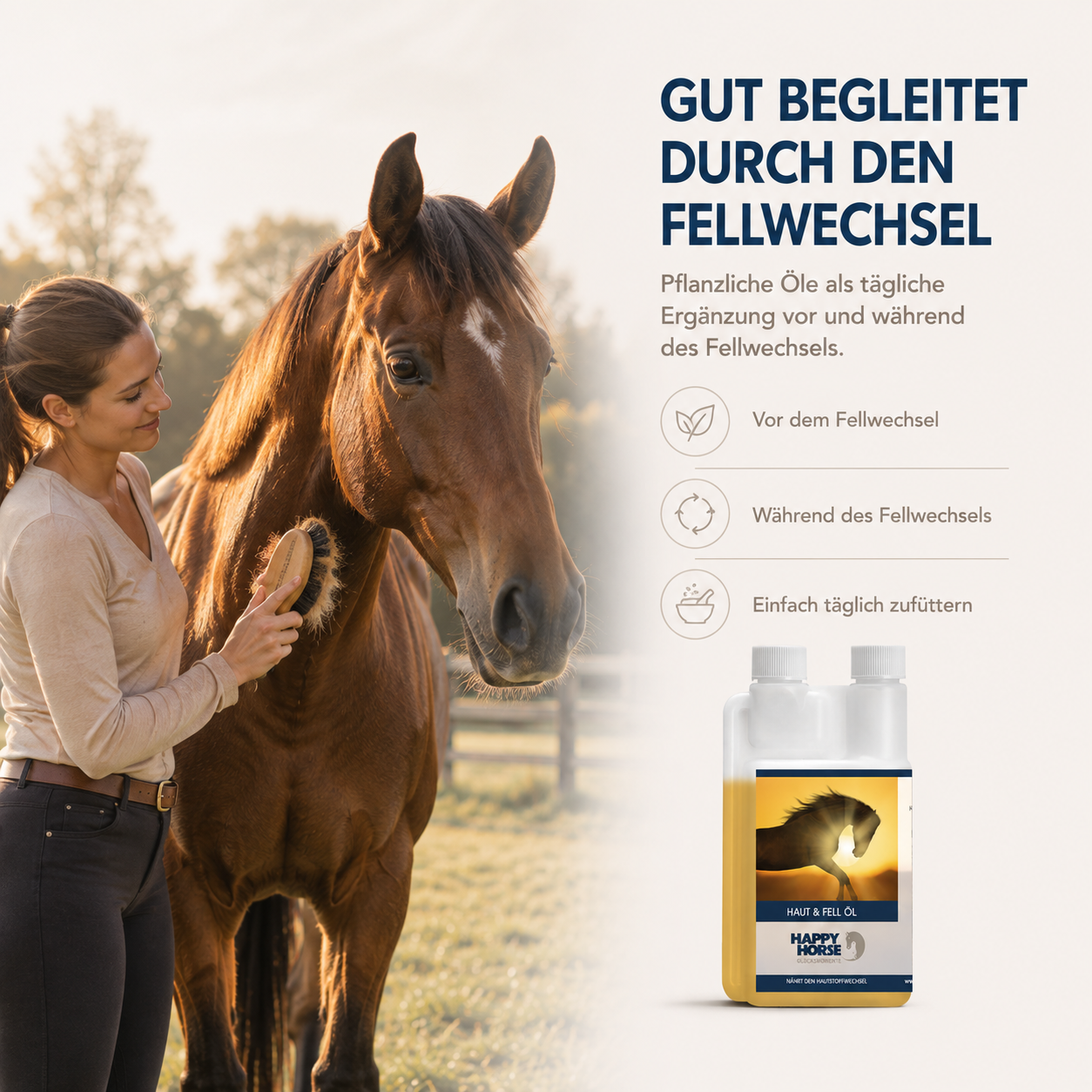 Aceite alimentario HAPPY HORSE para caballos, 500 ml