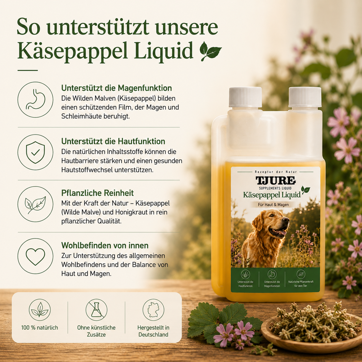 TJURE - Käsepappel Liquid - 500 ml | Naturkraft für ein gutes Bauchgefühl