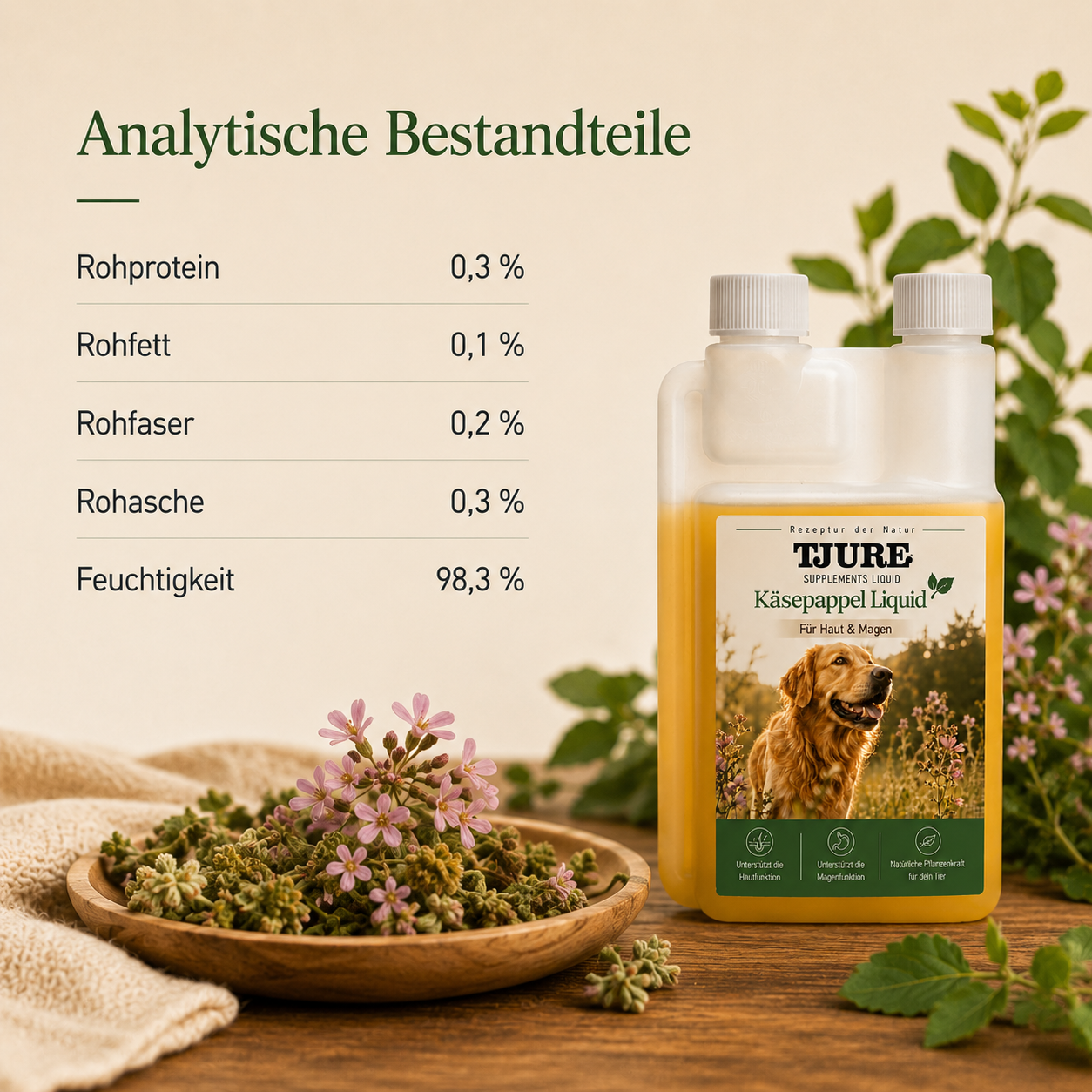TJURE - Käsepappel Liquid - 500 ml | Naturkraft für ein gutes Bauchgefühl