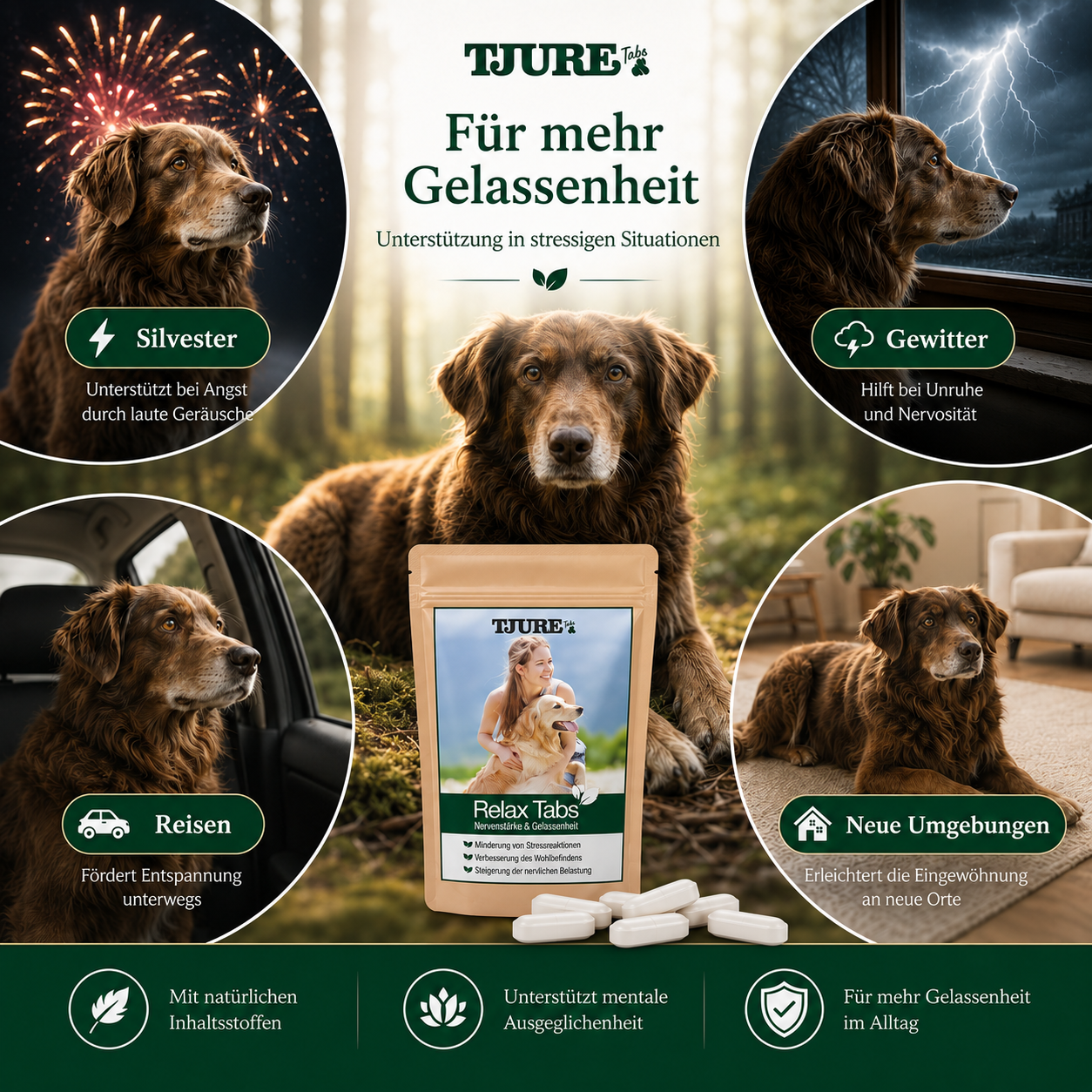 TJURE - Relax Tabs 250 g  | Natürliche Entspannung für deinen Hund