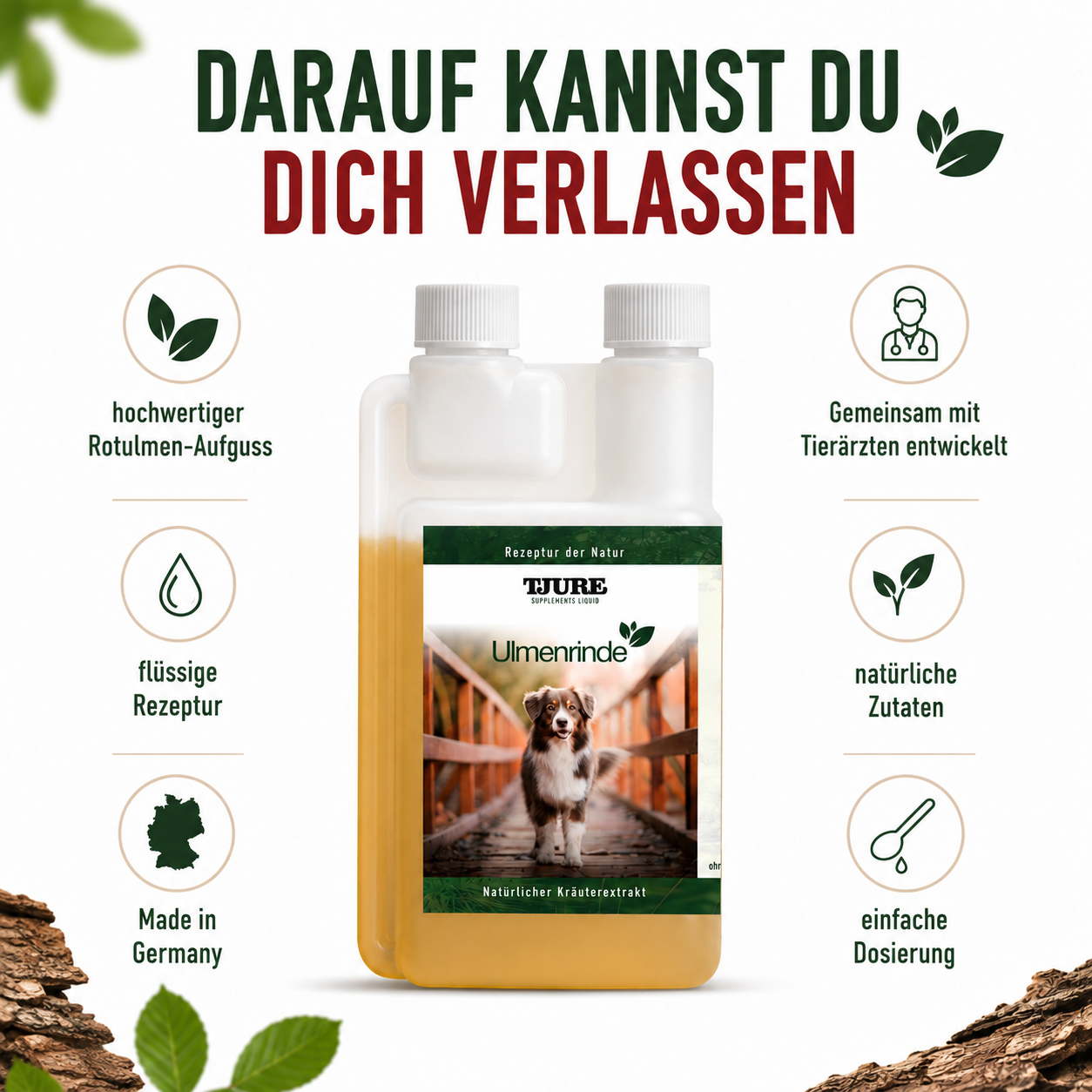 TJURE - Ulmenrinde Liquid  250 ml - 1000ml | Naturkraft für ein gutes Bauchgefühl
